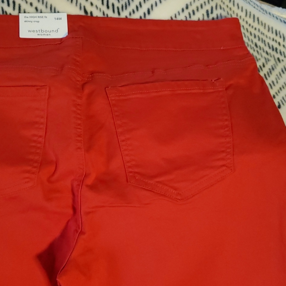 Westbound Red skinny crop pants Woman's Size 14W - Picture 11 of 12